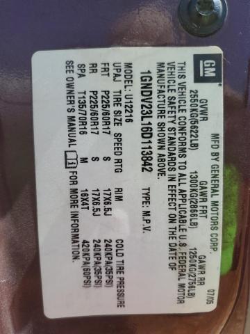 1GNDV23L16D113842 - 2006 CHEVROLET UPLANDER LS BURGUNDY photo 13