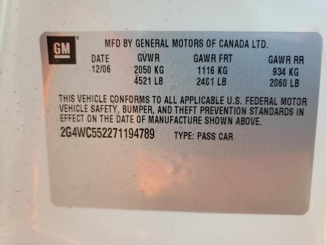 2G4WC552271194789 - 2007 BUICK LACROSSE CX Ağ foto 13