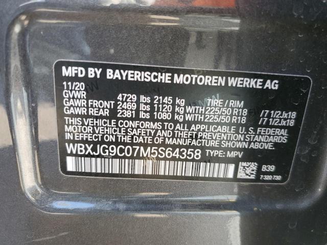 WBXJG9C07M5S64358 - 2021 BMW X1 XDRIVE28I BLACK photo 10