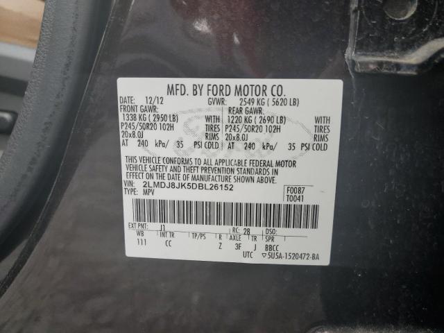 2LMDJ8JK5DBL26152 - 2013 LINCOLN MKX BLACK photo 13