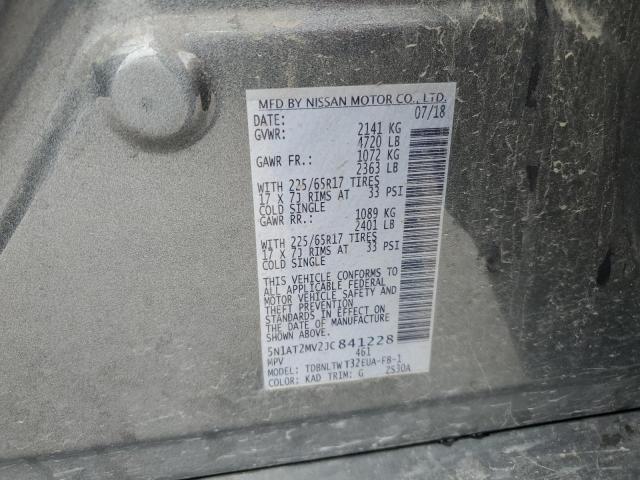 5N1AT2MV2JC841228 - 2018 NISSAN ROGUE S ნაცრისფერი ფოტო 12