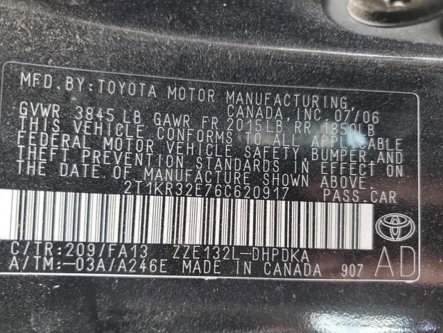 2T1KR32E76C620917 - 2006 TOYOTA COROLLA MA XR BLACK photo 12