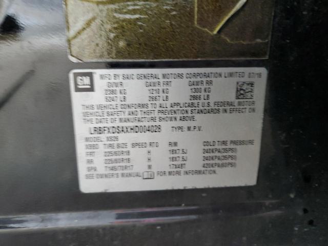 LRBFXDSAXHD004028 - 2017 BUICK ENVISION ESSENCE BLACK photo 13