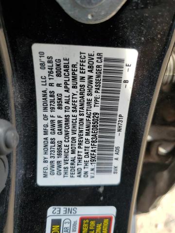 19XFA1F83AE085029 - 2010 HONDA CIVIC EX BLUE photo 12