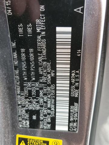 5TDJKRFH4FS158105 - 2015 TOYOTA HIGHLANDER XLE CHARCOAL photo 13