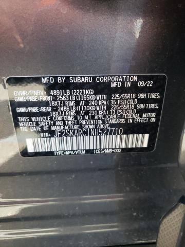 JF2SKARC1NH527710 - 2022 SUBARU FORESTER TOURING გრაფიტი ფოტო 13