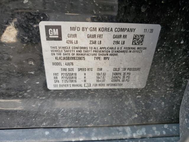 KL4CJASBXMB339075 - 2021 BUICK ENCORE PREFERRED BLACK photo 14