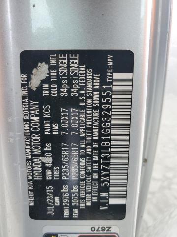 5XYZT3LB1GG329551 - 2016 HYUNDAI SANTA FE S SILVER photo 13