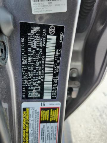 4T1B11HK7KU686854 - 2019 TOYOTA CAMRY L ნაცრისფერი ფოტო 12