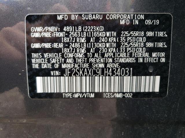 JF2SKAXC9LH434031 - 2020 SUBARU FORESTER TOURING 石墨色 照片 12