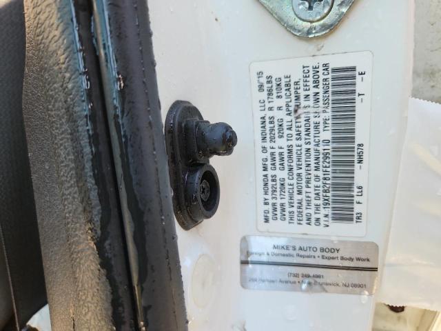 19XFB2F81FE299110 - 2015 HONDA CIVIC EX WHITE photo 13