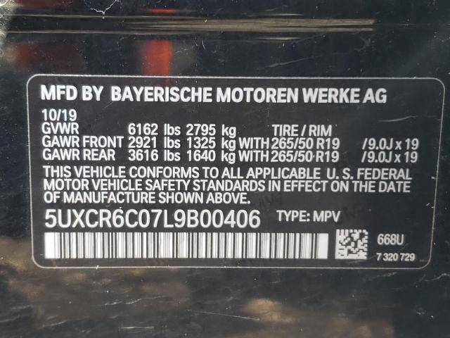 5UXCR6C07L9B00406 - 2020 BMW X5 XDRIVE40I BLACK photo 10