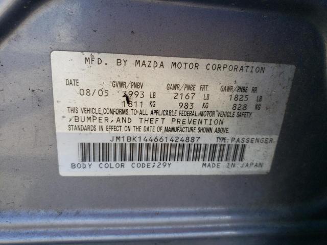 JM1BK144661424887 - 2006 MAZDA 3 HATCHBACK GRAY photo 12