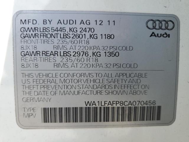WA1LFAFP8CA070456 - 2012 AUDI Q5 PREMIUM PLUS WHITE photo 13