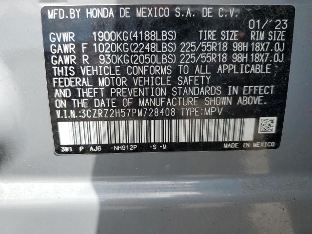 3CZRZ2H57PM728408 - 2023 HONDA HR-V SPORT GRAY photo 13