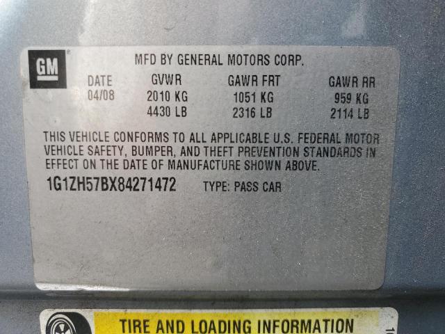 1G1ZH57BX84271472 - 2008 CHEVROLET MALIBU 1LT 灰色 照片 12