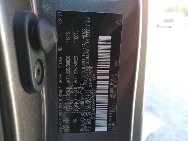 5TDDRKEC9MS052221 - 2021 TOYOTA SIENNA XSE CHARCOAL photo 10