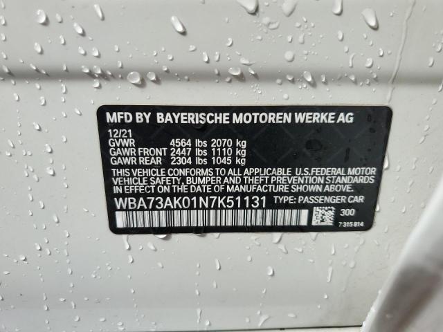 WBA73AK01N7K51131 - 2022 BMW 228XI WHITE photo 12