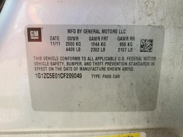 1G1ZC5E01CF209049 - 2012 CHEVROLET MALIBU 1LT 银色 照片 12