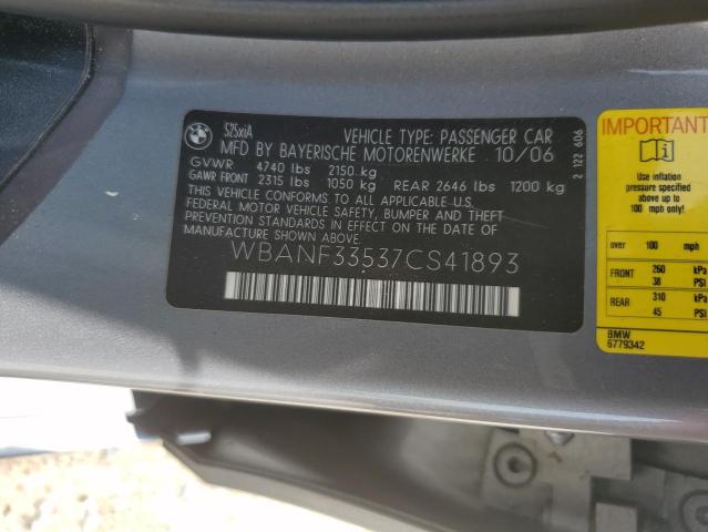 WBANF33537CS41893 - 2007 BMW 525 XI Grau Foto 13