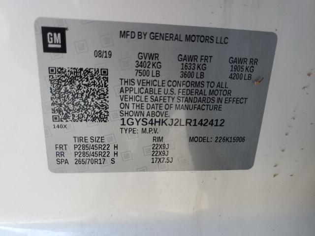 1GYS4HKJ2LR142412 - 2020 CADILLAC ESCALADE ESV LUXURY თეთრი ფოტო 13