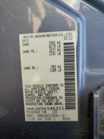 1N4AL2AP2CN546315 - 2012 NISSAN ALTIMA BASE BLUE photo 12