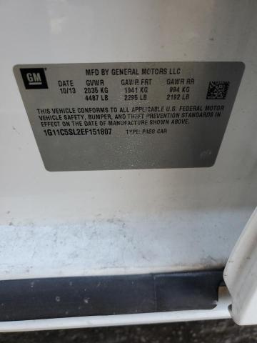 1G11C5SL2EF151807 - 2014 CHEVROLET MALIBU 1LT 白色 照片 12