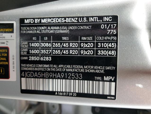 4JGDA5HB9HA912533 - 2017 MERCEDES-BENZ GLE 350 4MATIC SILVER photo 13
