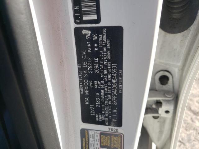 3KPF54AD8NE445931 - 2022 KIA FORTE GT LINE WHITE photo 12