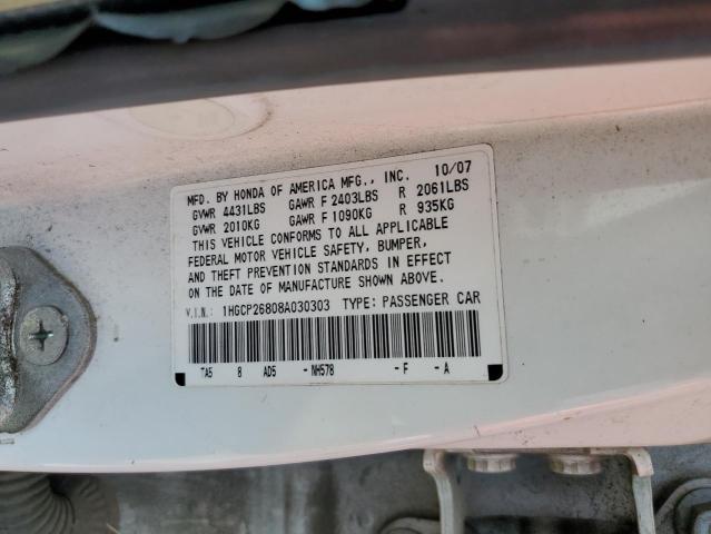 1HGCP26808A030303 - 2008 HONDA ACCORD EXL WHITE photo 13