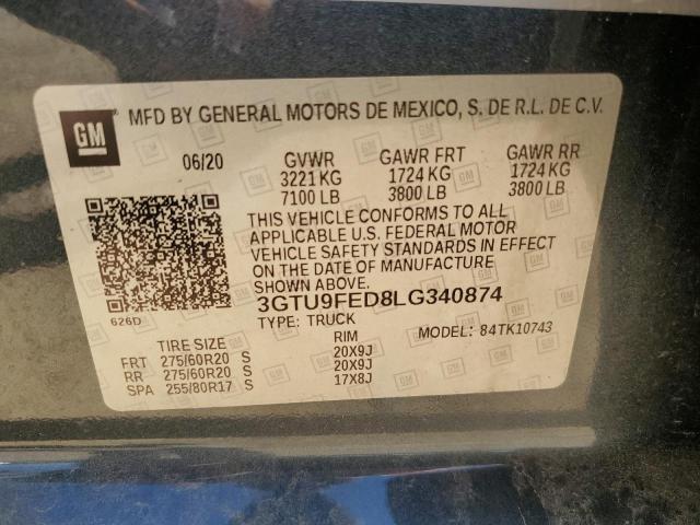 3GTU9FED8LG340874 - 2020 GMC SIERRA K1500 DENALI BLUE photo 12