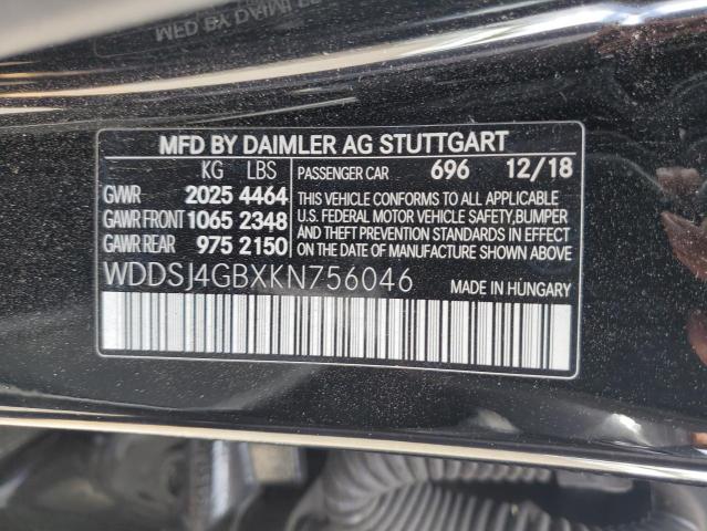 WDDSJ4GBXKN756046 - 2019 MERCEDES-BENZ CLA 250 4MATIC BLACK photo 12