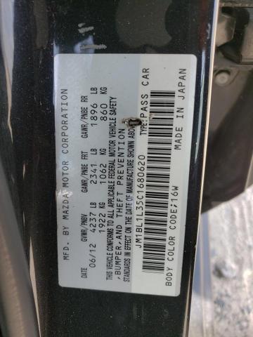 JM1BL1L35C1680620 - 2012 MAZDA SPEED 3 შავი ფოტო 12