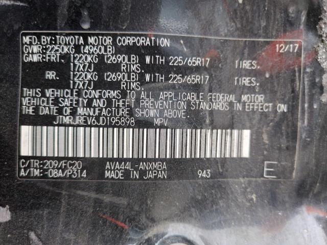 JTMRJREV6JD195898 - 2018 TOYOTA RAV4 HV LE Чорний фото 12