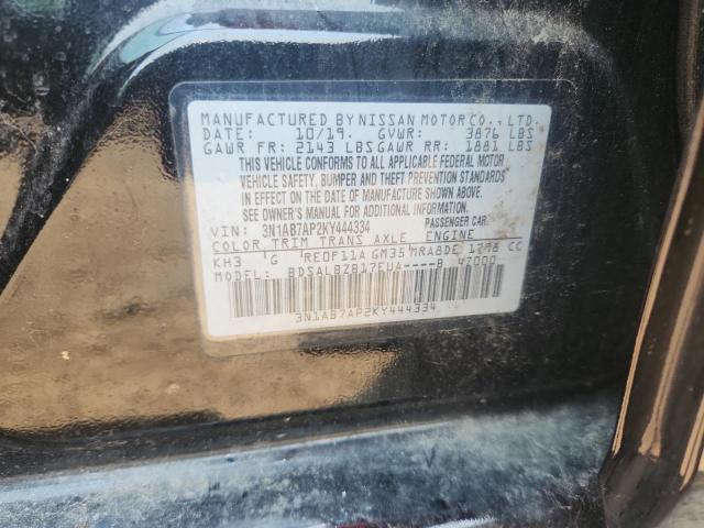 3N1AB7AP2KY444334 - 2019 NISSAN SENTRA S BLACK photo 12