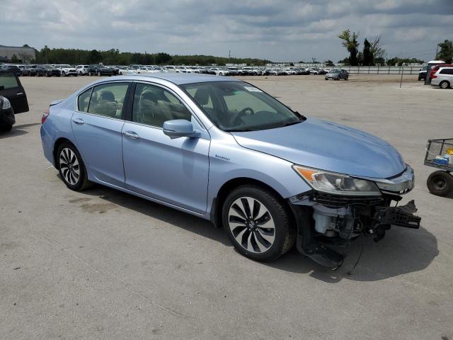 JHMCR6F35HC014668 - 2017 HONDA ACCORD HYBRID BLUE photo 4