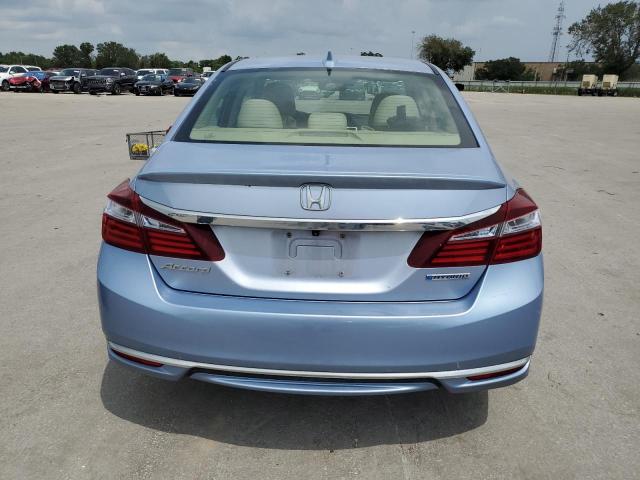 JHMCR6F35HC014668 - 2017 HONDA ACCORD HYBRID BLUE photo 6