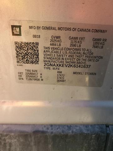 2GNAXKEV2K6141637 - 2019 CHEVROLET EQUINOX LT SILVER photo 14