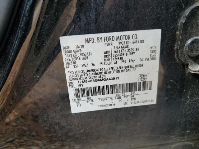 1FM5K8AB6MGA43913 - 2021 FORD EXPLORER POLICE INTERCEPTOR BLACK photo 14