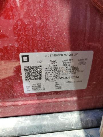 5GAEVAKW6MJ142594 - 2021 BUICK ENCLAVE ESSENCE Qırmızı foto 13