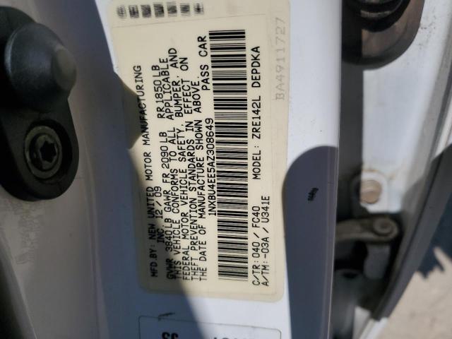 1NXBU4EE5AZ308649 - 2010 TOYOTA COROLLA BASE WHITE photo 12
