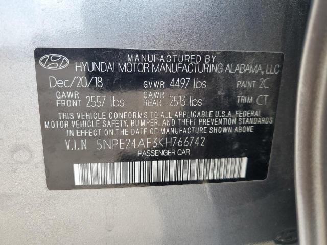 5NPE24AF3KH766742 - 2019 HYUNDAI SONATA SE Сұр фото 12