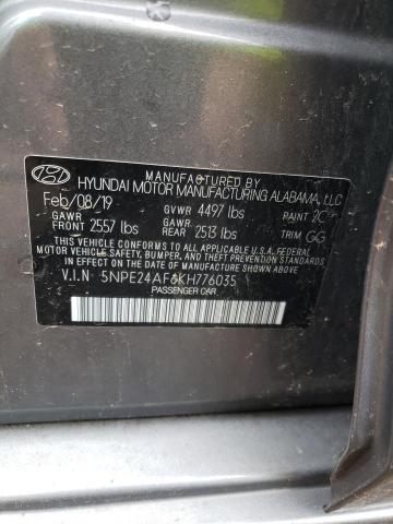 5NPE24AF6KH776035 - 2019 HYUNDAI SONATA SE GRAY photo 12