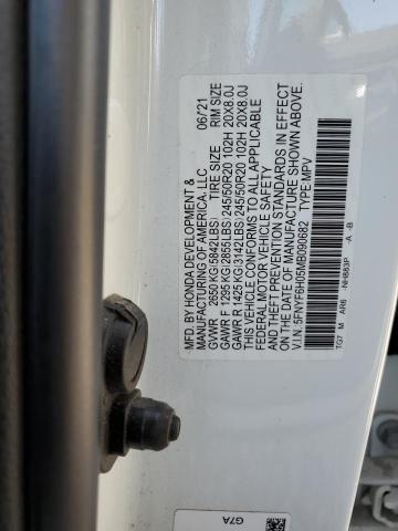 5FNYF6H05MB090682 - 2021 HONDA PILOT ELITE WHITE photo 14