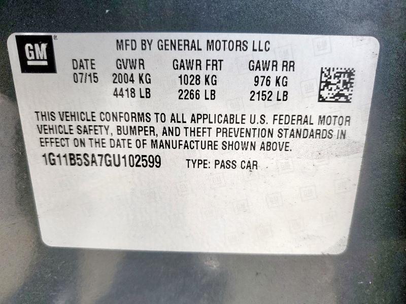 1G11B5SA7GU102599 - 2016 CHEVROLET MALIBU LIM LS GRAY photo 12