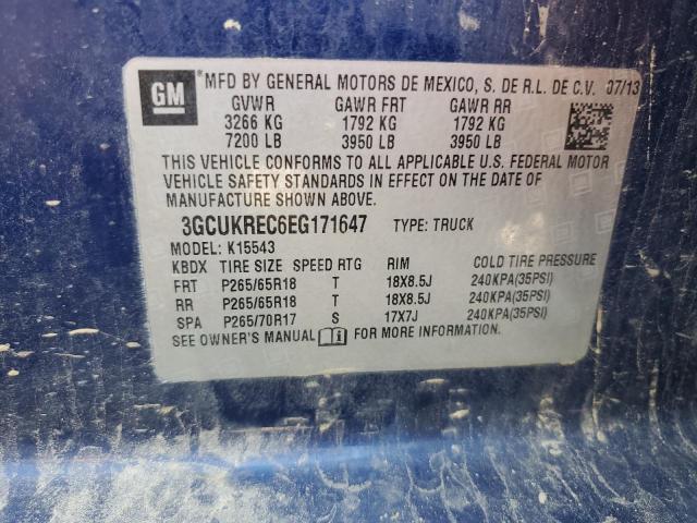 3GCUKREC6EG171647 - 2014 CHEVROLET SILVERADO K1500 LT BLUE photo 13