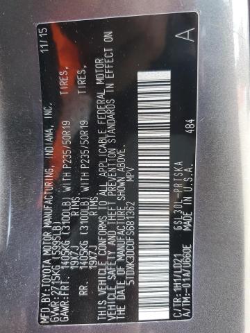 5TDXK3DC0FS681362 - 2015 TOYOTA SIENNA SPORT GRAY photo 13