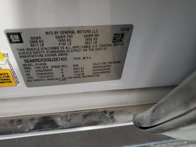 5GAKRCKD0GJ267435 - 2016 BUICK ENCLAVE Blanc photo 13