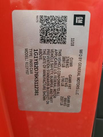 1G1YB2D76K5112381 - 2019 CHEVROLET CORVETTE STINGRAY 1LT RED photo 12