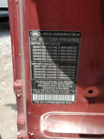 SALSF25476A913123 - 2006 LAND ROVER RANGE ROVE HSE RED photo 13